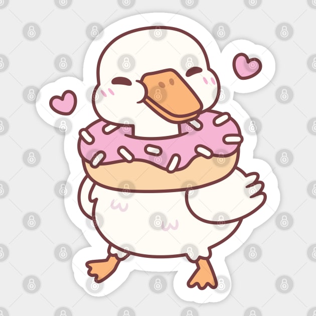 Cute Goose With Donut Around Neck Sticker by rustydoodle